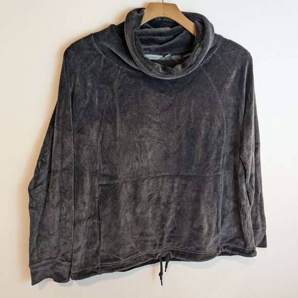 Athleta Gray Velour Turtleneck Sweatshirt, Sz M - Picture 1 of 7